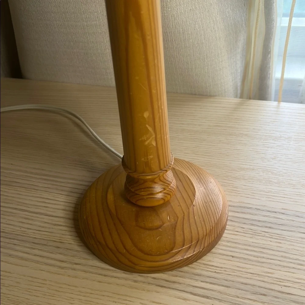 Vintage IKEA Elegant Pleated Shade Table Lamp with Natural Finish